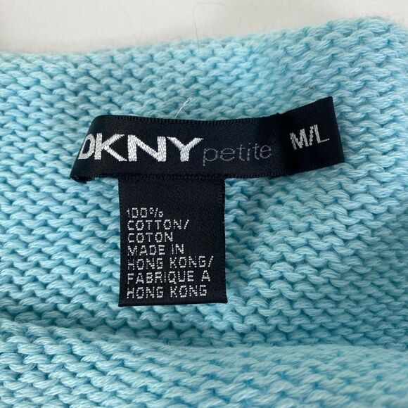 DKNY Petite M/L knitted tank top 100% cotton light blue - Picture 5 of 5